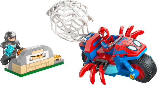 Super Heroes Spidey on his Motorcycle vs Rhino