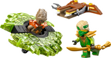 Lloyd and Earth Monster minifigures with spinning launcher and weapon accessories for action playset battle moments