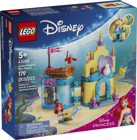 LEGO Disney Princess Ariel’s Magical Mini Palace set with Ariel, Flounder, Sebastian, boat, and underwater palace playset