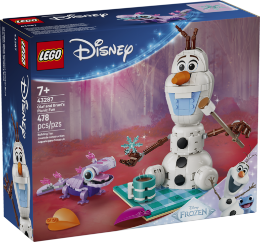 LEGO Disney Frozen building set featuring Olaf and Bruni with picnic blanket and accessories for creative play