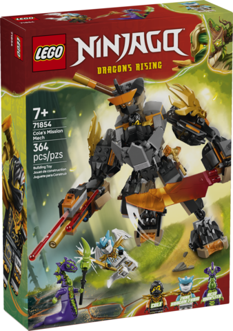 LEGO Ninjago set featuring Cole’s posable mech and Dragon Zane with detailed armor and weapon accessories