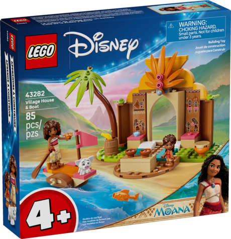 Disney Princess Village House & Boat LEGO set with a tropical island house boat and character figures