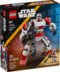 LEGO Star Wars Clone Shock Trooper Mech with poseable arms and legs holding a blaster rifle in a dynamic stance