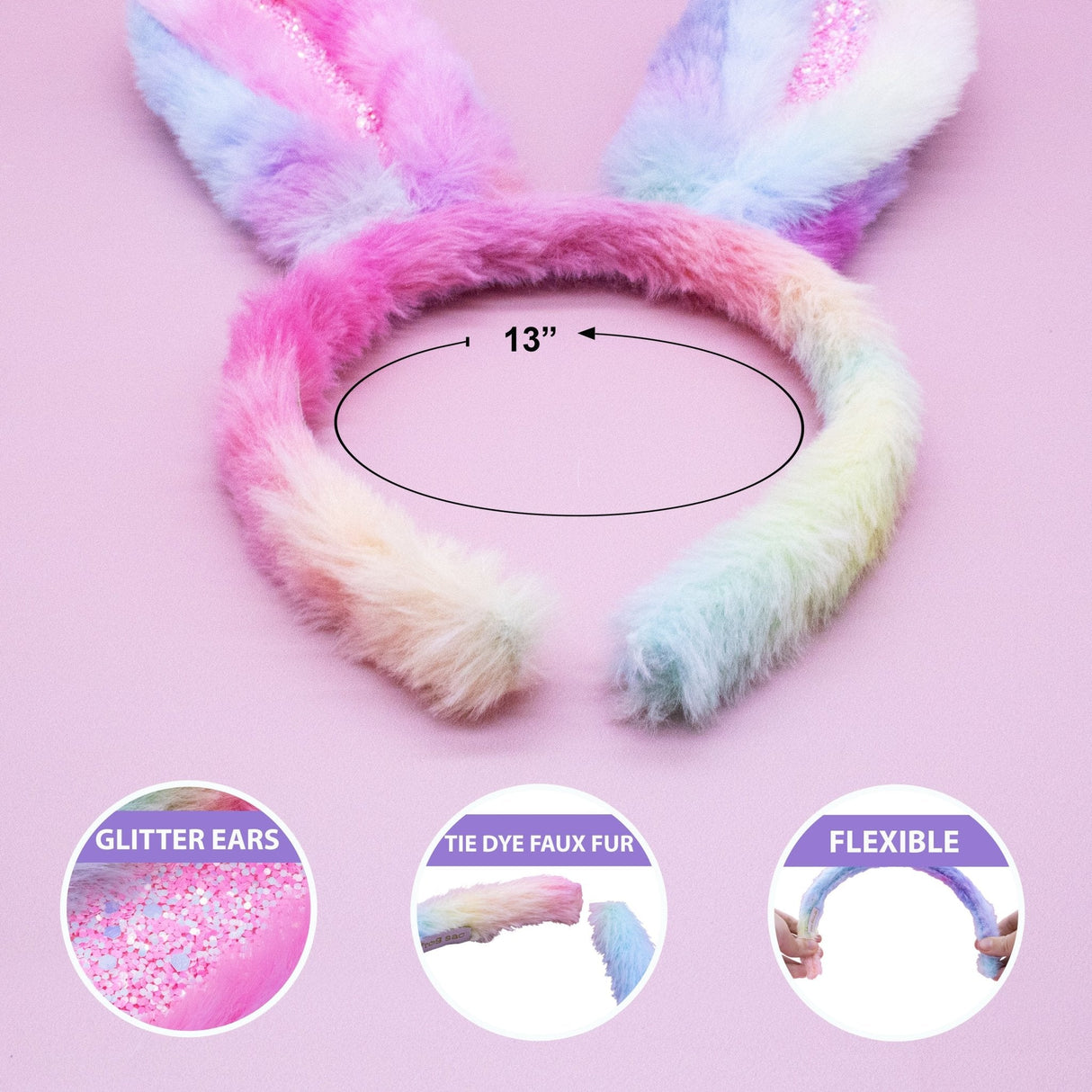 Fuzzy Rainbow Bunny Ears