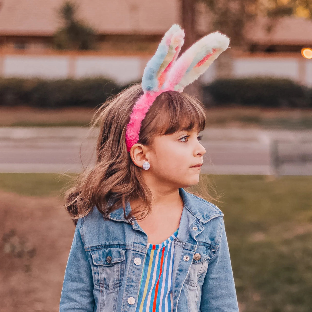 Fuzzy Rainbow Bunny Ears