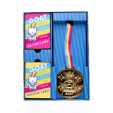 GOAT: Greatest of All Time game set with action cards, modifier cards, and a gold medal