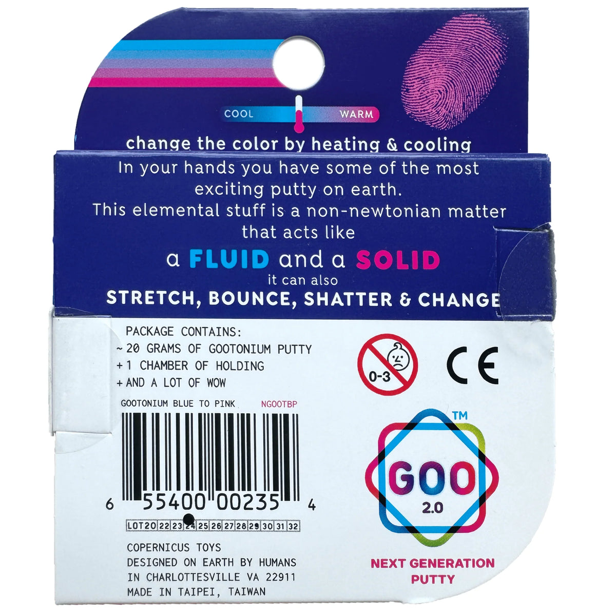 Gootonium: Thermo Blue to Pink Putty package with color changing putty instructions