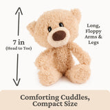 Small 7-inch soft plush bear with long floppy arms and legs, perfect for comforting cuddles and travel.