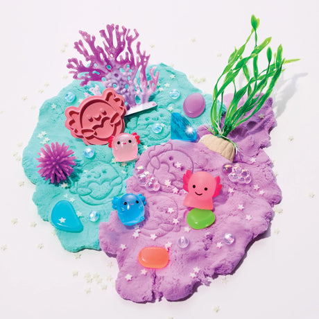 Sensory Pack | Axolotl with colorful cloud clay, glow axolotl toys, coral, and sensory play accessories for toddlers.