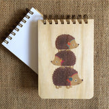 Mini Wood Notebook | Stacked Hedgehogs