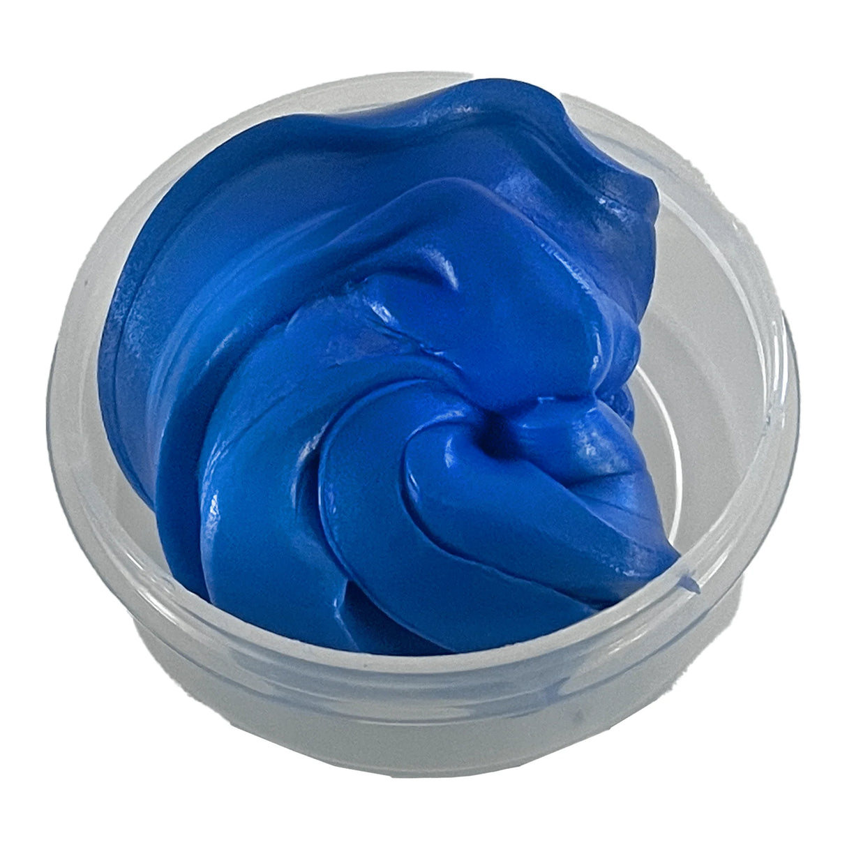 Gootonium: Iridescent Blue Putty in a clear container