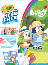 Color Wonder | Bluey Family Trip coloring set with mess-free markers and 18 pages featuring Bluey characters outdoors.