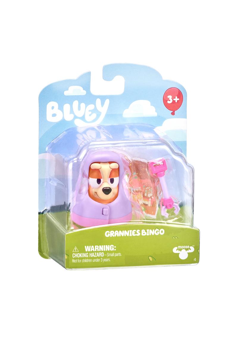 Bluey Figure Story Starter Series 11 featuring Grannies Bingo figure with pink accessory in packaging for ages 3+
