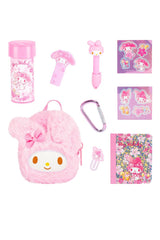 Real Little Hello Kitty Backpack with pink plush design and included cute collectible stationery accessories.