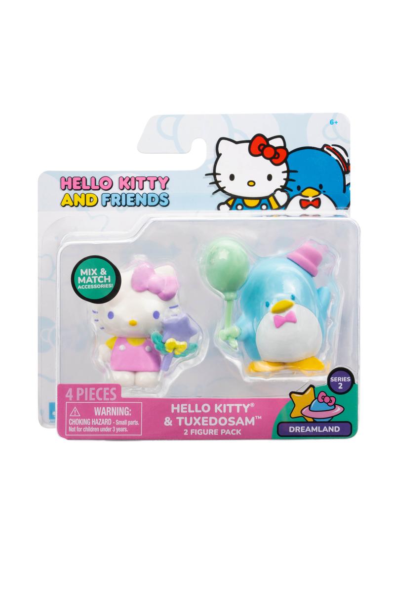 Hello Kitty & Friends Figure 2-Pack featuring Hello Kitty and Tuxedosam collectible figures with accessories.