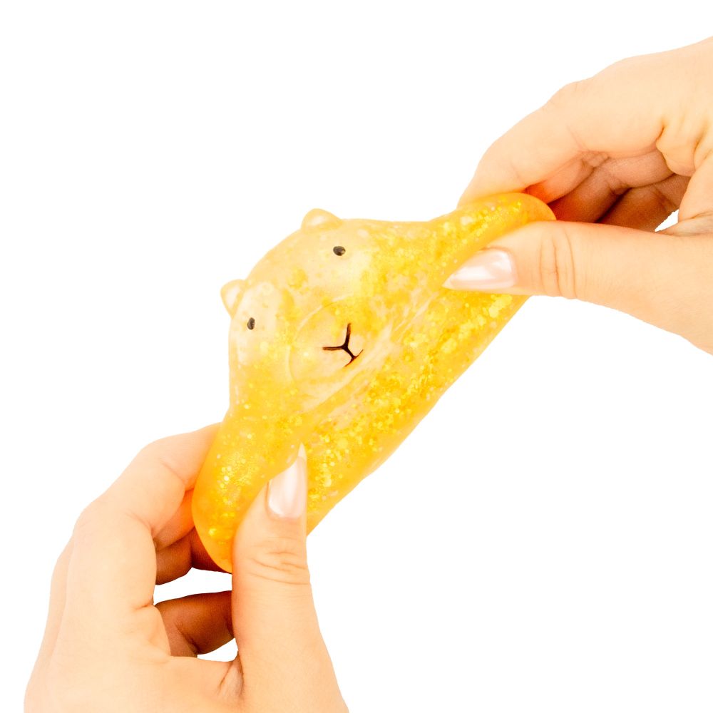 Glitter Stretchy Capybara yellow glittery capybara toy stretched by hands