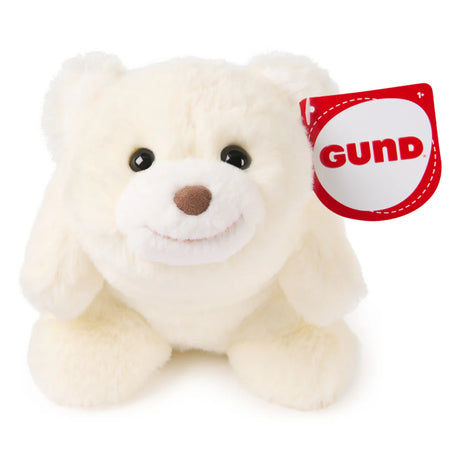 Small plush white bear with soft fur and friendly face, perfect for cuddling and travel companionship