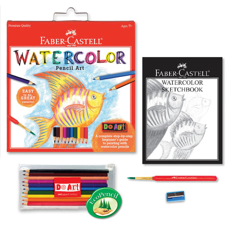 Do Art: Watercolor Pencil Art set with colored pencils, paintbrush, sharpener, and watercolor sketchbook for ages 9+.