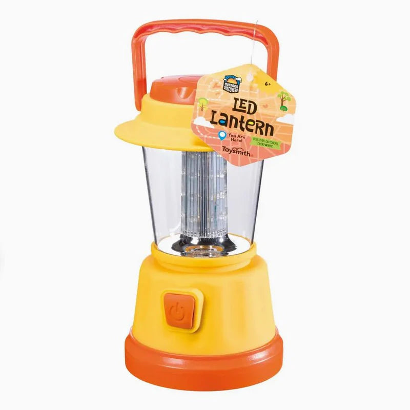 Compact LED lantern with bright lights and easy carry handle, perfect for outdoor camping and adventures.