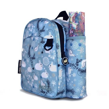 Backpack Toddler Packie | Bunnies preschool backpack with waterproof fabric and patented art tube for kids ages 2-5.