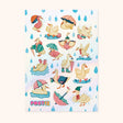 This 4.25" x 5.8" sticker sheet contains 28 stickers of raindrops and ducks playing in the rain.