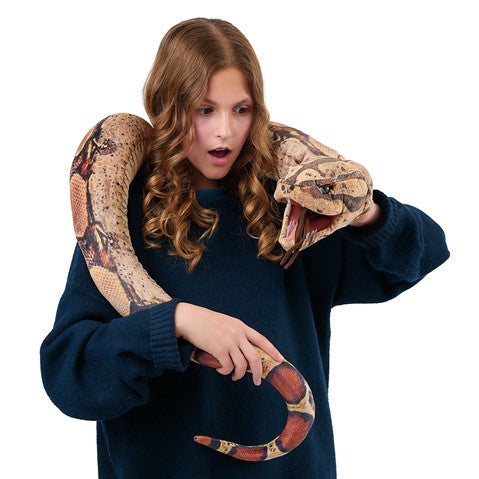Boa Constrictor Puppet held by a child with realistic snake details