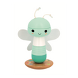 Cute mint green dragonfly stacker toy with smiling face and soft wings on wooden base for toddlers 12 months and up