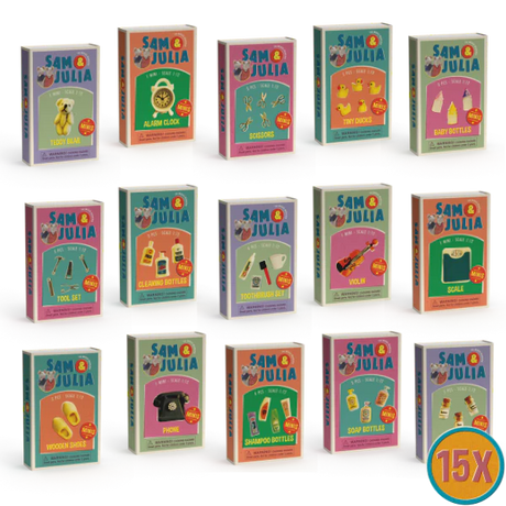 Sam & Julia | Matchbook Miniature 2 set of 15 vintage-style miniature matchboxes for dollhouses and collections