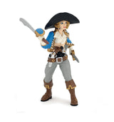 Lady Corsair figurine brandishing swords in pirate attire ready for adventure and high seas exploration.