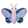 Plush butterfly toy with soft pastel blue and pink body, large blue wings with colorful embroidery, and smiling face