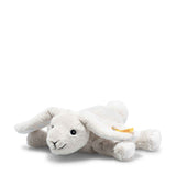 Floppy Bunny Rabbit Hoppel plush toy with floppy ears, stitched face, and soft fabric, perfect for cuddling and adventures.