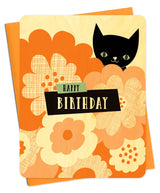 Black Cat Wood Birthday Card