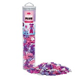 Plus Plus Glitter 240pc tube with pink, purple, and white pieces for creative 2D and 3D building play.