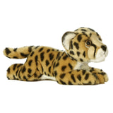 Cheetah plush toy with soft fur and realistic spots, hand-stitched and perfect for kids ages 3 and up.