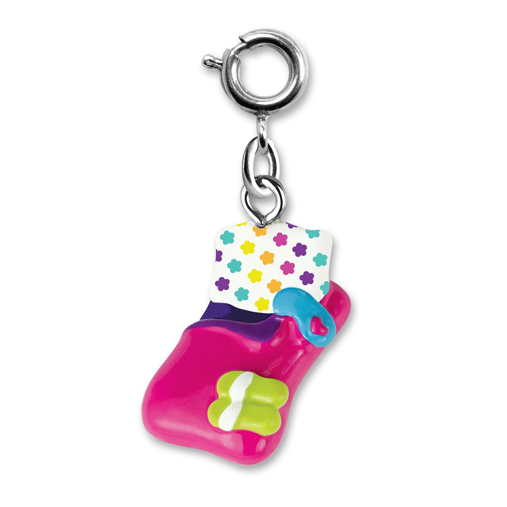 Slumber Party Charm featuring a colorful pillow and blanket charm for CHARM IT! bracelets or necklaces.