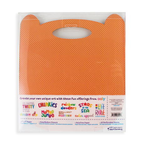 Carry Along Fox Sketchbook with orange fox design, carry handle, and velcro clasp for art on-the-go.