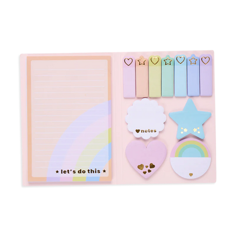Pastel Rainbows Sticky Tabs featuring pastel rainbow designs and various sticky notes for fun and flexible note-taking.