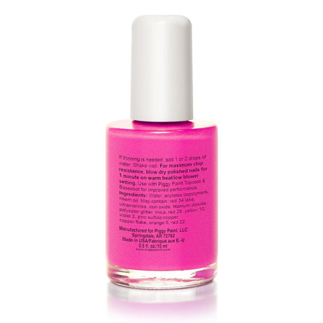 Nail Polish LOL bright neon magenta non-toxic, water-based, kid-friendly polish with a shimmery finish, safe and cruelty-free.