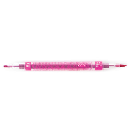 Calligraphy Duo Markers pink dual tip with 2.0mm chisel and 3.0mm brush tip for colorful calligraphy writing.