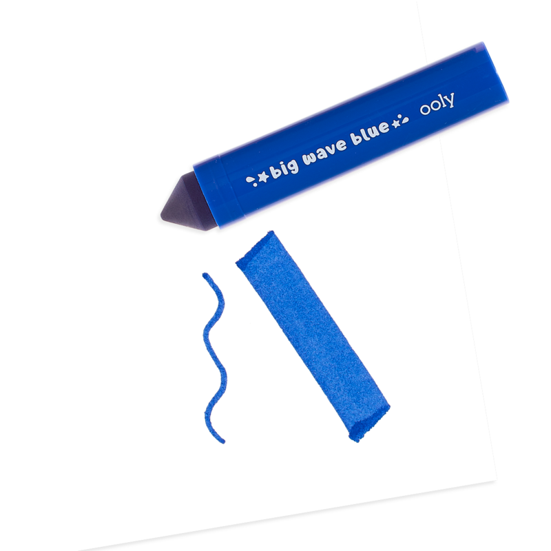 Mighty Mega Markers blue jumbo washable marker with triangle tip drawing thick and thin lines for kids.