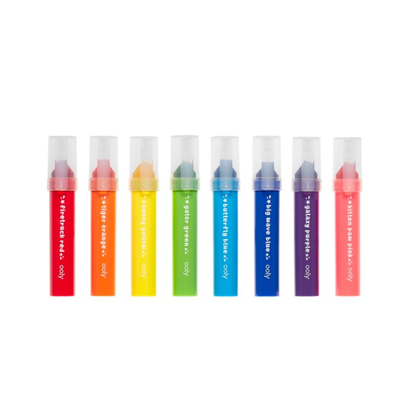 Mighty Mega Markers set of 8 vibrant washable jumbo markers with triangle tips for thick or thin lines.
