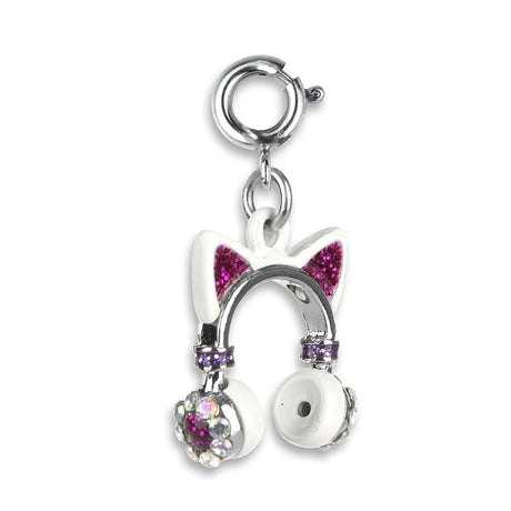 Kitty Ears Headphones Charm with sparkling enamel, glitter accents, and acrylic details perfect for music lovers.