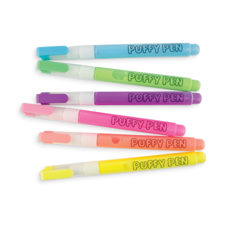 Magic Puffy Pens set of six neon colors, perfect for creating 3D puff art with heat-activated ink.