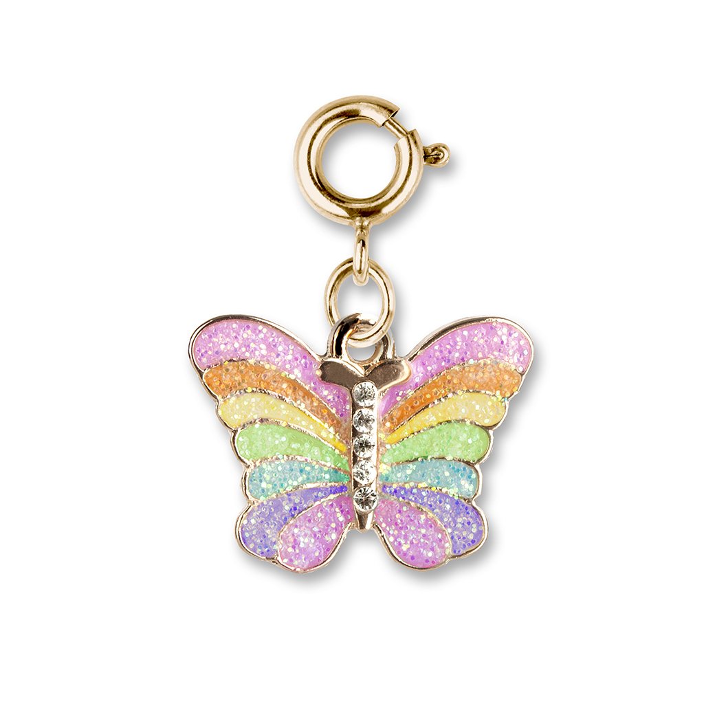 Gold Glitter Butterfly Charm