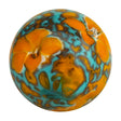 Marble Cosmos medium pale blue marble with yellow orange flower decorations, handmade and unique design.