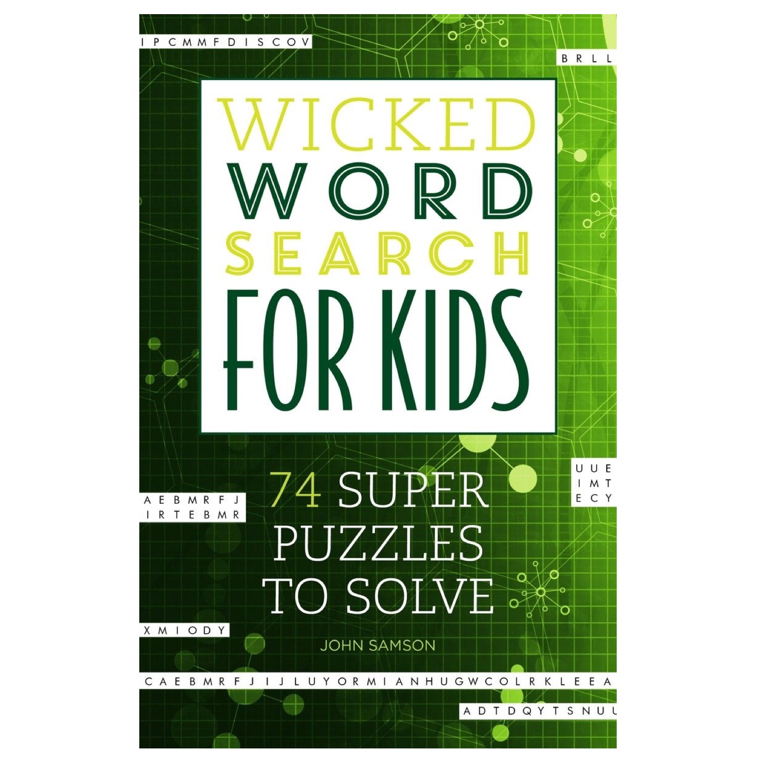 Wicked Word Search for Kids book cover with 74 fun and challenging word search puzzles for children ages 7 and up.