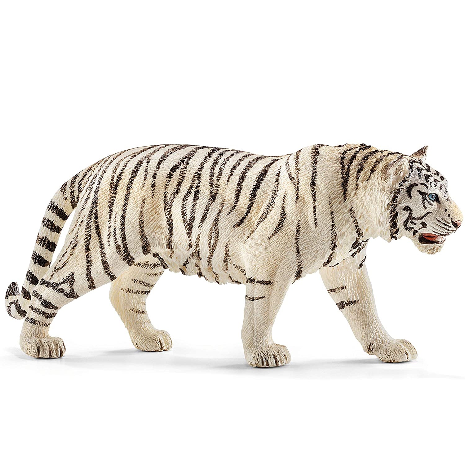 White Tiger realistic figurine with snow-white fur and blue eyes, perfect for kids ages 3 to 8.