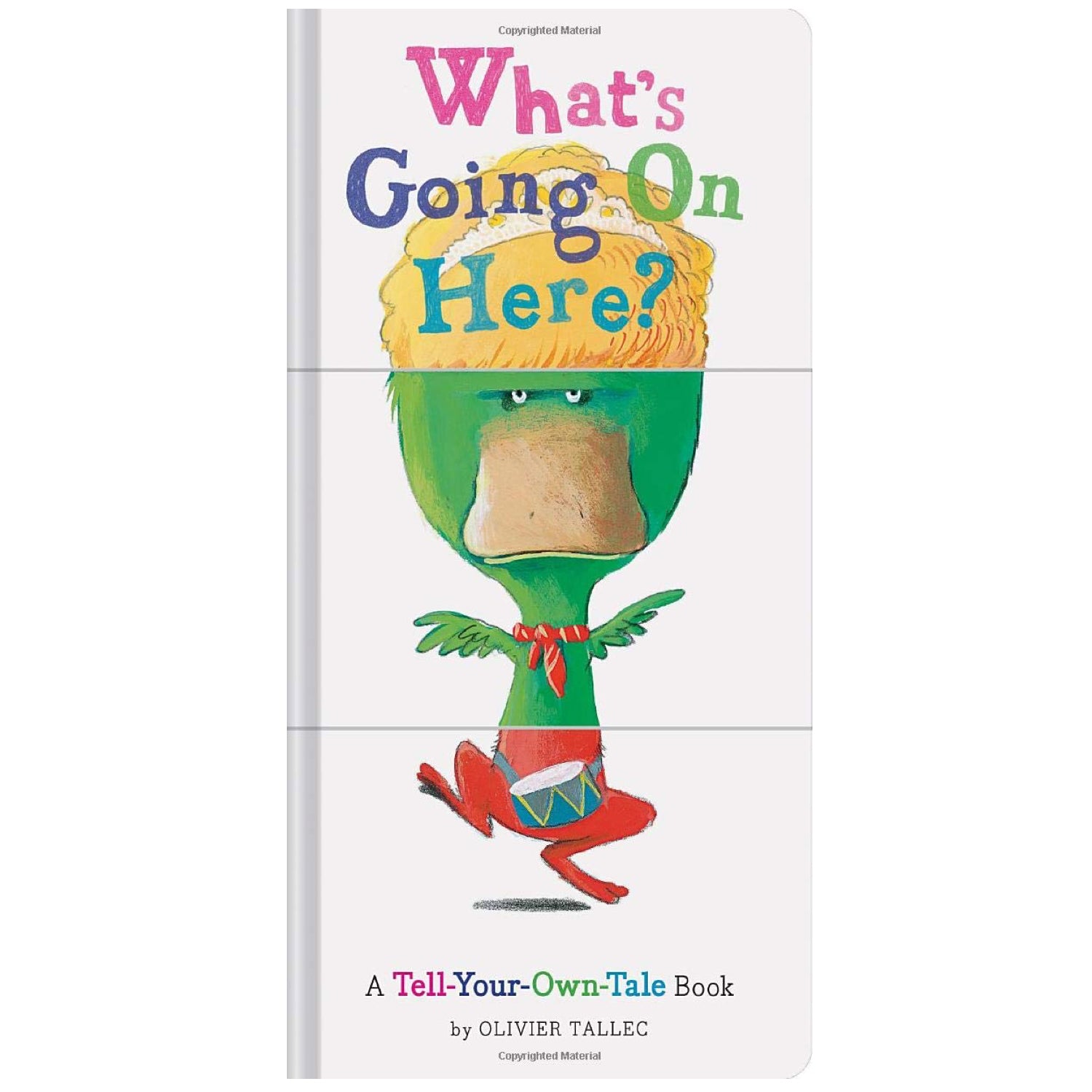 What's Going on Here? book cover featuring a mix-and-match character with colorful die-cut pages.