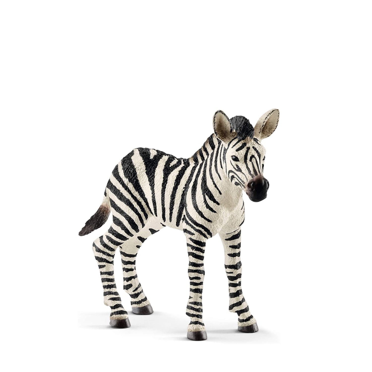 Zebra Foal figurine showing detailed stripes and mane along its back, perfect for children aged 3-8 years.