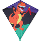 30" Diamond Kite | T-Rex with bright dinosaur graphic, nylon fabric, and included tail, perfect for outdoor fun.